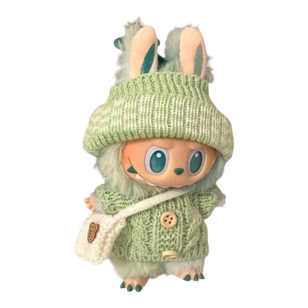 Labubu Clothes NIP Cute Green Knit Outfit Toy - Picture 2 of 4